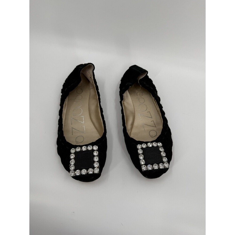 Apepazza Shoes Size 8 Simba Ballet Flat Stones Slip On Comfort Rhinestone Buckle